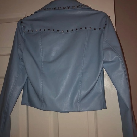 Forever 21 Jackets & Coats Baby Blue Leather Jacket Poshmark